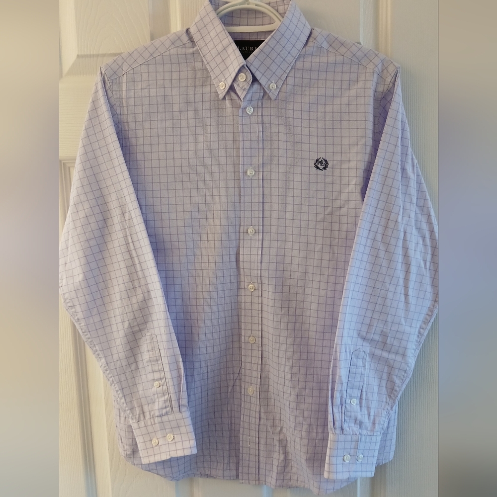 Lauren Ralph Lauren Boys Button-Down Shirt – Size 18 – Lavender Check